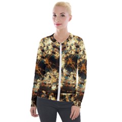Science Fiction Background Fantasy Velvet Zip Up Jacket by danenraven