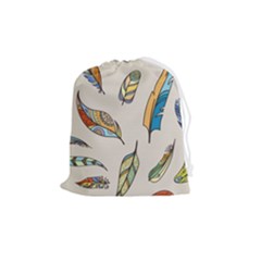 Vector-boho-doodle-feathers-seamless-pattern-illustration Drawstring Pouch (medium) by Salman4z