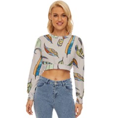 Vector-boho-doodle-feathers-seamless-pattern-illustration Lightweight Long Sleeve Sweatshirt by Salman4z