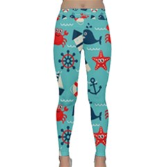 Seamless-pattern-nautical-icons-cartoon-style Classic Yoga Leggings by Salman4z