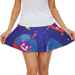 Cartoon-funny-aliens-with-ufo-duck-starry-sky-set Women s Skort by Salman4z
