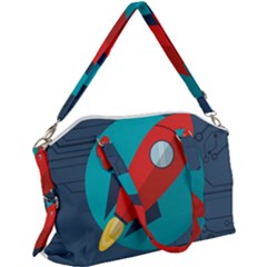 Rocket-with-science-related-icons-image Canvas Crossbody Bag by Salman4z