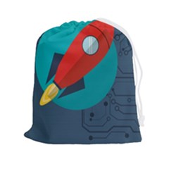 Rocket-with-science-related-icons-image Drawstring Pouch (2xl) by Salman4z