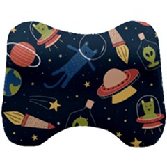 Seamless-pattern-with-funny-aliens-cat-galaxy Head Support Cushion by Salman4z