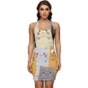 Seamless-pattern-cute-cat-cartoons Sleeveless Wide Square Neckline Ruched Bodycon Dress View1