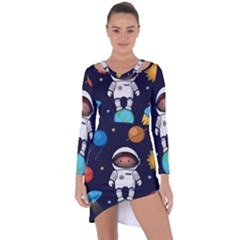 Boy-spaceman-space-rocket-ufo-planets-stars Asymmetric Cut-out Shift Dress by Salman4z
