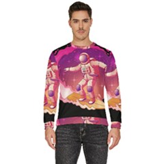 Astronaut-spacesuit-standing-surfboard-surfing-milky-way-stars Men s Fleece Sweatshirt by Salman4z