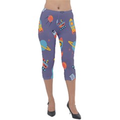 Space-seamless-pattern Lightweight Velour Capri Leggings  by Salman4z