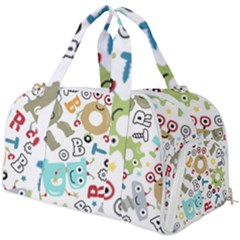 Seamless-pattern-vector-with-funny-robots-cartoon Burner Gym Duffel Bag by Salman4z