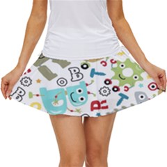 Seamless-pattern-vector-with-funny-robots-cartoon Women s Skort by Salman4z