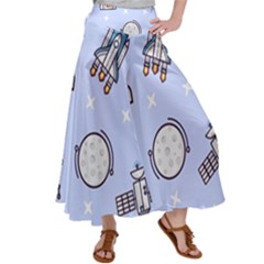 Seamless-pattern-with-space-theme Women s Satin Palazzo Pants by Salman4z