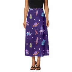Space-seamless-pattern Classic Midi Chiffon Skirt by Salman4z