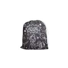 Vector-flat-space-design-background-with-text Drawstring Pouch (xs) by Salman4z