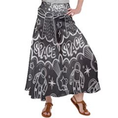 Vector-flat-space-design-background-with-text Women s Satin Palazzo Pants by Salman4z