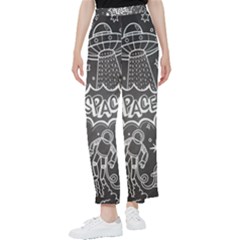 Vector-flat-space-design-background-with-text Women s Pants  by Salman4z