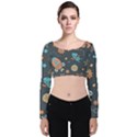 Space-seamless-pattern Velvet Long Sleeve Crop Top View1