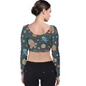 Space-seamless-pattern Velvet Long Sleeve Crop Top View2