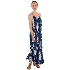 White-robot-blue-seamless-pattern Cami Maxi Ruffle Chiffon Dress by Salman4z