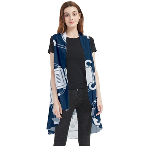 White-robot-blue-seamless-pattern Sleeveless Chiffon Waistcoat Shirt by Salman4z