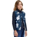 White-robot-blue-seamless-pattern Kid s Short Button Up Puffer Vest	 View2