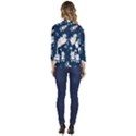 White-robot-blue-seamless-pattern Women s One-Button 3/4 Sleeve Short Jacket View4