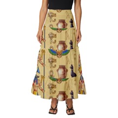 Egypt-horizontal-illustration Tiered Ruffle Maxi Skirt by Salman4z