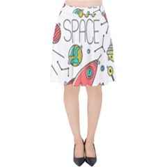 Space-cosmos-seamless-pattern-seamless-pattern-doodle-style Velvet High Waist Skirt by Salman4z