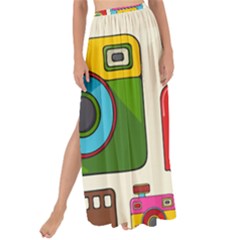 Retro-cameras-audio-cassettes-hand-drawn-pop-art-style-seamless-pattern Maxi Chiffon Tie-up Sarong by Salman4z