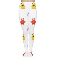 Seamless-pattern-cute-funny-monster-cartoon-isolated-white-background Tights by Salman4z