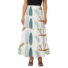 Pattern-sloth-woodland Tiered Ruffle Maxi Skirt by Salman4z