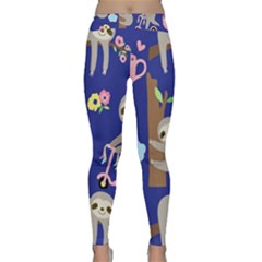 Hand-drawn-cute-sloth-pattern-background Classic Yoga Leggings by Salman4z