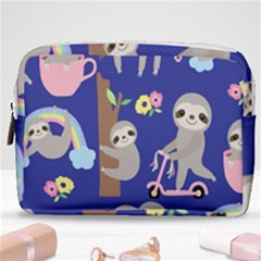 Hand-drawn-cute-sloth-pattern-background Make Up Pouch (medium) by Salman4z
