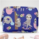 Hand-drawn-cute-sloth-pattern-background Make Up Pouch (Medium) View1