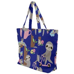 Hand-drawn-cute-sloth-pattern-background Zip Up Canvas Bag by Salman4z