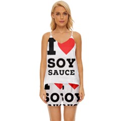I Love Soy Sauce V-neck Satin Pajamas Set by ilovewhateva