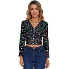 Math-linear-mathematics-education-circle-background Long Sleeve V-neck Top by Salman4z