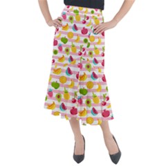 Tropical-fruits-berries-seamless-pattern Midi Mermaid Skirt by Salman4z