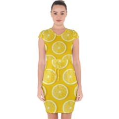 Lemon-fruits-slice-seamless-pattern Capsleeve Drawstring Dress  by Salman4z
