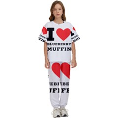 I Love Blueberry Muffin Kids  Tee And Pants Sports Set by ilovewhateva