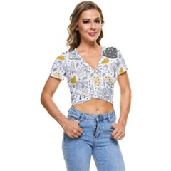 Doodle-seamless-pattern-with-autumn-elements Short Sleeve Foldover Tee by Salman4z