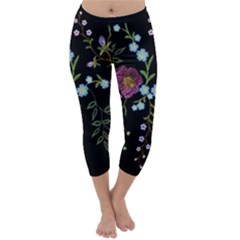 Embroidery-trend-floral-pattern-small-branches-herb-rose Capri Winter Leggings  by Salman4z