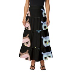 Cute-owl-doodles-with-moon-star-seamless-pattern Tiered Ruffle Maxi Skirt by Salman4z