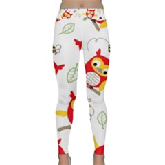 Seamless-pattern-vector-owl-cartoon-with-bugs Classic Yoga Leggings by Salman4z