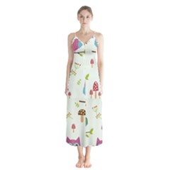 Forest-seamless-pattern-with-cute-owls Button Up Chiffon Maxi Dress by Salman4z