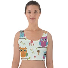 Forest-seamless-pattern-with-cute-owls Velvet Crop Top by Salman4z