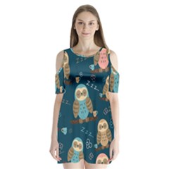 Seamless-pattern-owls-dreaming Shoulder Cutout Velvet One Piece by Salman4z