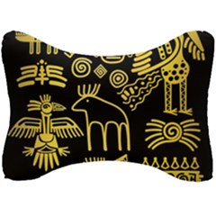 Golden-indian-traditional-signs-symbols Seat Head Rest Cushion by Salman4z