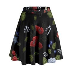 Floral-folk-fashion-ornamental-embroidery-pattern High Waist Skirt by Salman4z