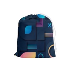 Gradient Geometric Shapes Dark Background Drawstring Pouch (large) by Salman4z