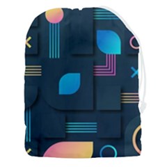 Gradient Geometric Shapes Dark Background Drawstring Pouch (3xl) by Salman4z